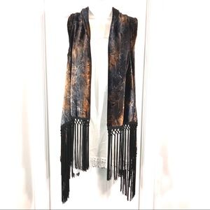 Trendy Velour Boho Fringe Vest, Size Small